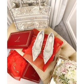 Rene Caovilla Crystal Lace Sheepskin High Heels White For Women 