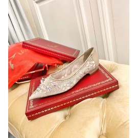 Rene Caovilla Crystal Lace Sheepskin High Heels Pink For Women 