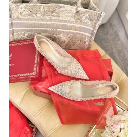 Rene Caovilla Crystal Lace Sheepskin High Heels For Women Pink