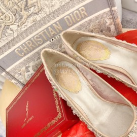 Rene Caovilla Crystal Lace Sheepskin High Heels For Women Pink