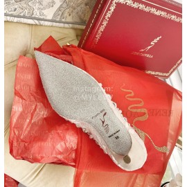 Rene Caovilla Crystal Lace Sheepskin High Heels For Women Pink