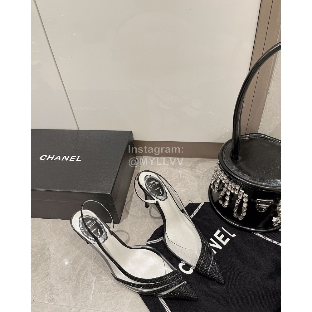 Rene Caovilla Pvc Sheepskin Pointed High Heels For Women Black