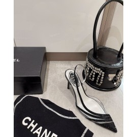 Rene Caovilla Pvc Sheepskin Pointed High Heels For Women Black