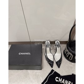 Rene Caovilla Pvc Sheepskin Pointed High Heels For Women Black