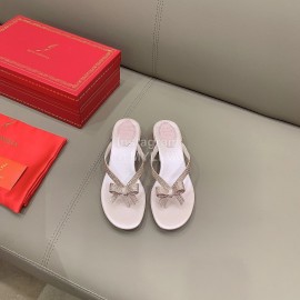 Rene Caovilla New Thick High Heel Clip Toe Rhinestone Slippers For Women Pink