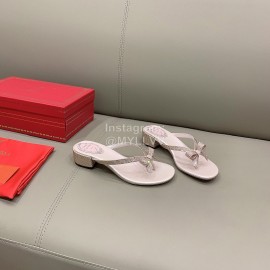 Rene Caovilla New Thick High Heel Clip Toe Rhinestone Slippers For Women Pink