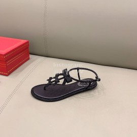 Rene Caovilla New Bow Sheepskin Clip Toe Slippers For Women 