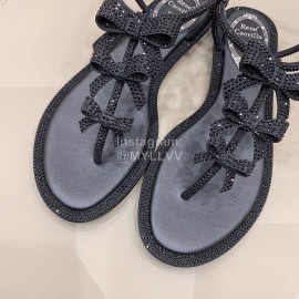 Rene Caovilla New Bow Sheepskin Clip Toe Slippers For Women 