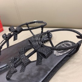 Rene Caovilla New Bow Sheepskin Clip Toe Slippers For Women 