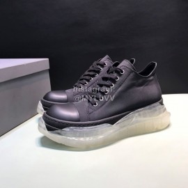 Rick Owens Leather Transparent Thick Sole Shoes For Men Black