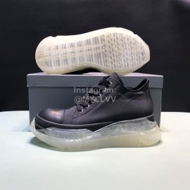 Rick Owens Leather Transparent Thick Sole Shoes For Men Black