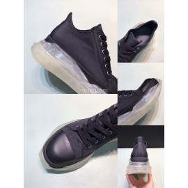 Rick Owens Leather Transparent Thick Sole Shoes For Men Black