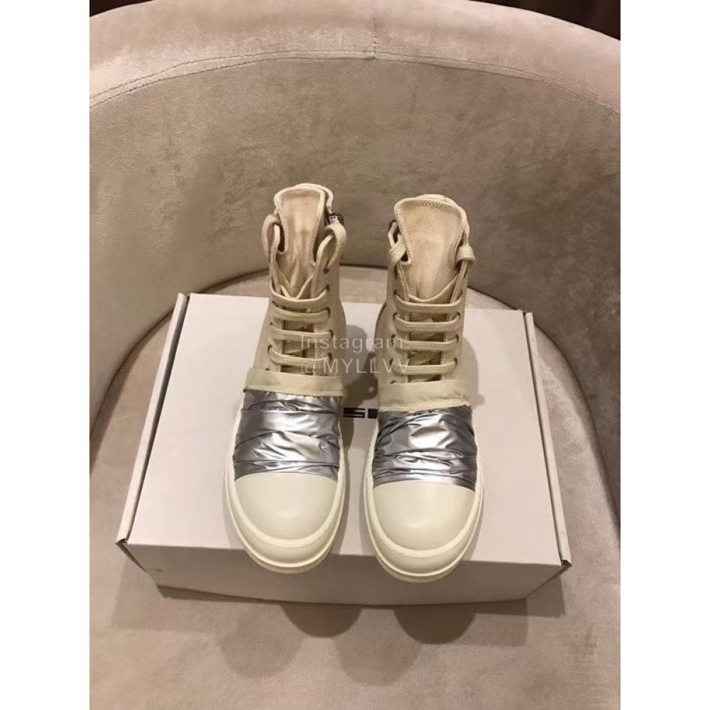 Rick Owens Fashion High Top Canvas Shoes For Men And Women Beige