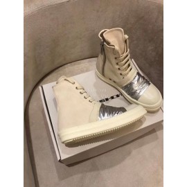 Rick Owens Fashion High Top Canvas Shoes For Men And Women Beige