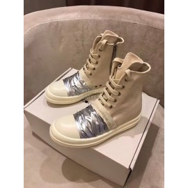 Rick Owens Fashion High Top Canvas Shoes For Men And Women Beige
