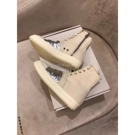 Rick Owens Fashion High Top Canvas Shoes For Men And Women Beige