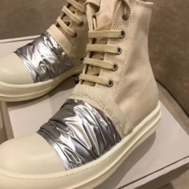 Rick Owens Fashion High Top Canvas Shoes For Men And Women Beige