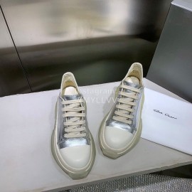 Rick Owens New Thick Soles Canvas Shoes For Women Silver