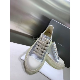 Rick Owens New Thick Soles Canvas Shoes For Women Silver