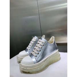 Rick Owens New Thick Soles Canvas Shoes For Women Silver