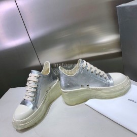 Rick Owens New Thick Soles Canvas Shoes For Women Silver