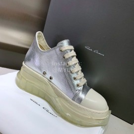 Rick Owens New Thick Soles Canvas Shoes For Women Silver