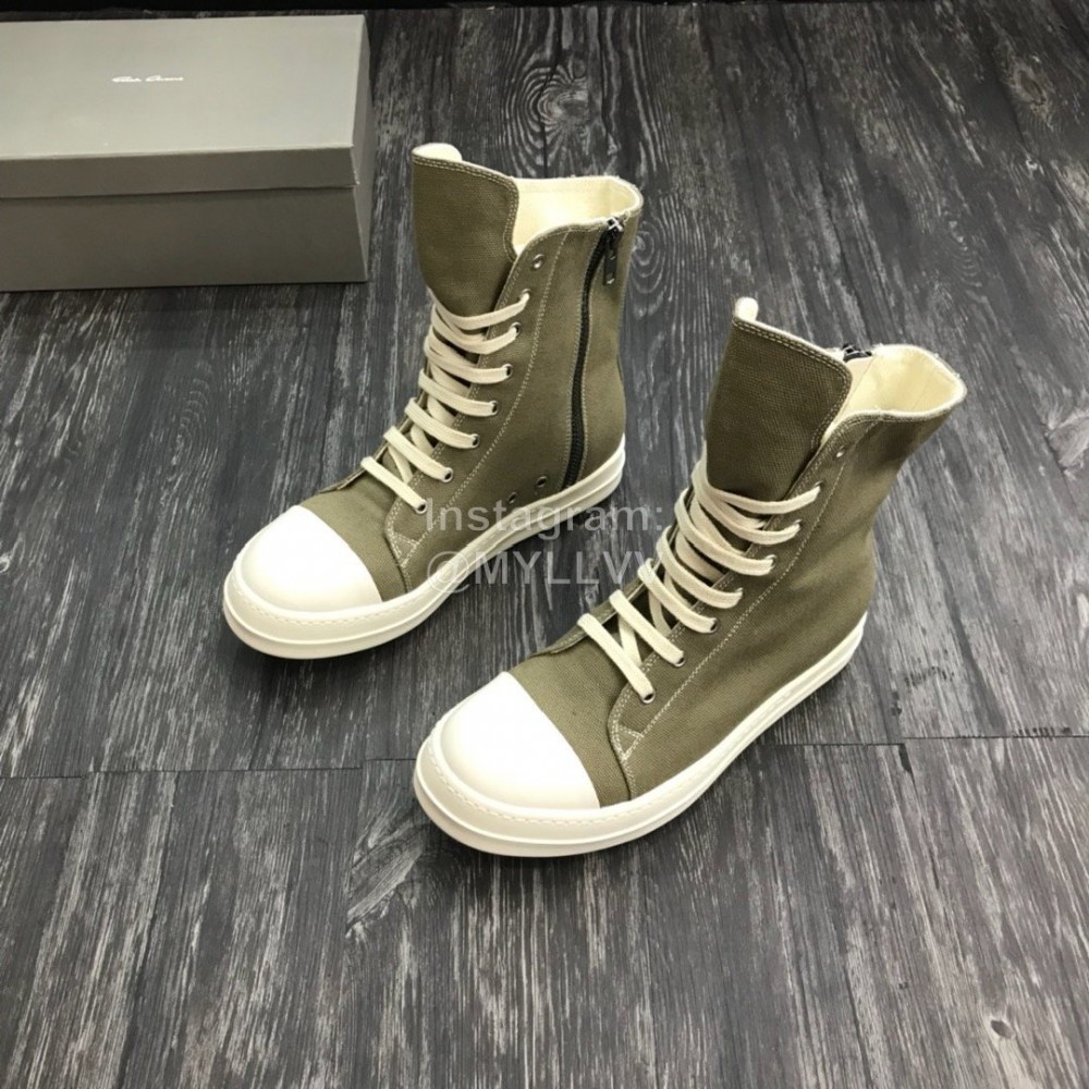Rick Owens Fashion High Top Canvas Shoes For Men And Women Green