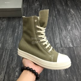 Rick Owens Fashion High Top Canvas Shoes For Men And Women Green