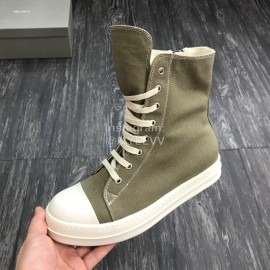 Rick Owens Fashion High Top Canvas Shoes For Men And Women Green