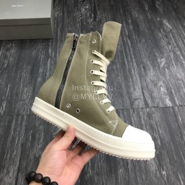 Rick Owens Fashion High Top Canvas Shoes For Men And Women Green