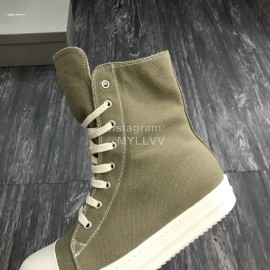 Rick Owens Fashion High Top Canvas Shoes For Men And Women Green