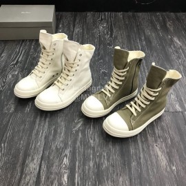 Rick Owens Fashion High Top Canvas Shoes For Men And Women Green