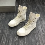 Rick Owens Fashion High Top Canvas Shoes For Men And Women White