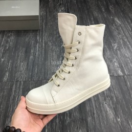 Rick Owens Fashion High Top Canvas Shoes For Men And Women White