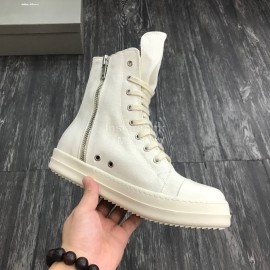 Rick Owens Fashion High Top Canvas Shoes For Men And Women White