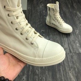 Rick Owens Fashion High Top Canvas Shoes For Men And Women White