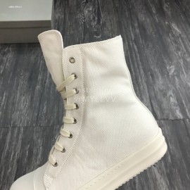 Rick Owens Fashion High Top Canvas Shoes For Men And Women White