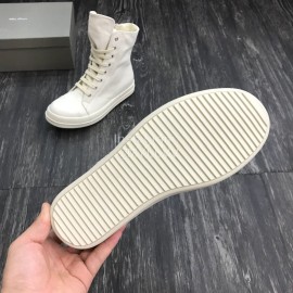 Rick Owens Fashion High Top Canvas Shoes For Men And Women White