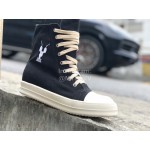 Rick Owens Fashion Black Canvas High Top Shoes For Men And Women 