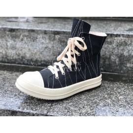 Rick Owens Fashion Canvas High Top Shoes For Men And Women Black
