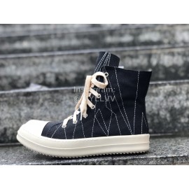 Rick Owens Fashion Canvas High Top Shoes For Men And Women Black