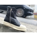 Rick Owens Fashion Black Leather High Top Shoes For Men And Women 