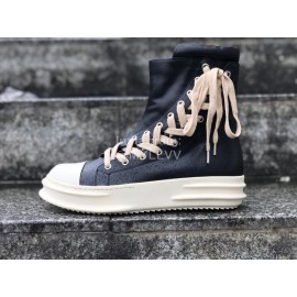 Rick Owens Fashion Black Leather High Top Shoes For Men And Women 