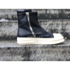 Rick Owens Fashion Black Leather High Top Shoes For Men And Women 