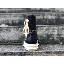 Rick Owens Fashion Black Leather High Top Shoes For Men And Women 