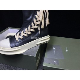 Rick Owens Fashion Black Leather High Top Shoes For Men And Women 