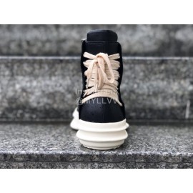 Rick Owens New Black Leather High Top Shoes For Men And Women 