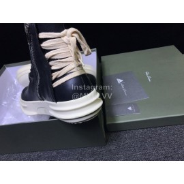 Rick Owens New Black Leather High Top Shoes For Men And Women 