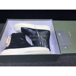 Rick Owens New Black Leather High Top Shoes For Men And Women 