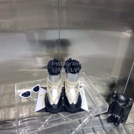 Rick Owens Waterproof Fabric Calfskin Wool Boots For Women Silver